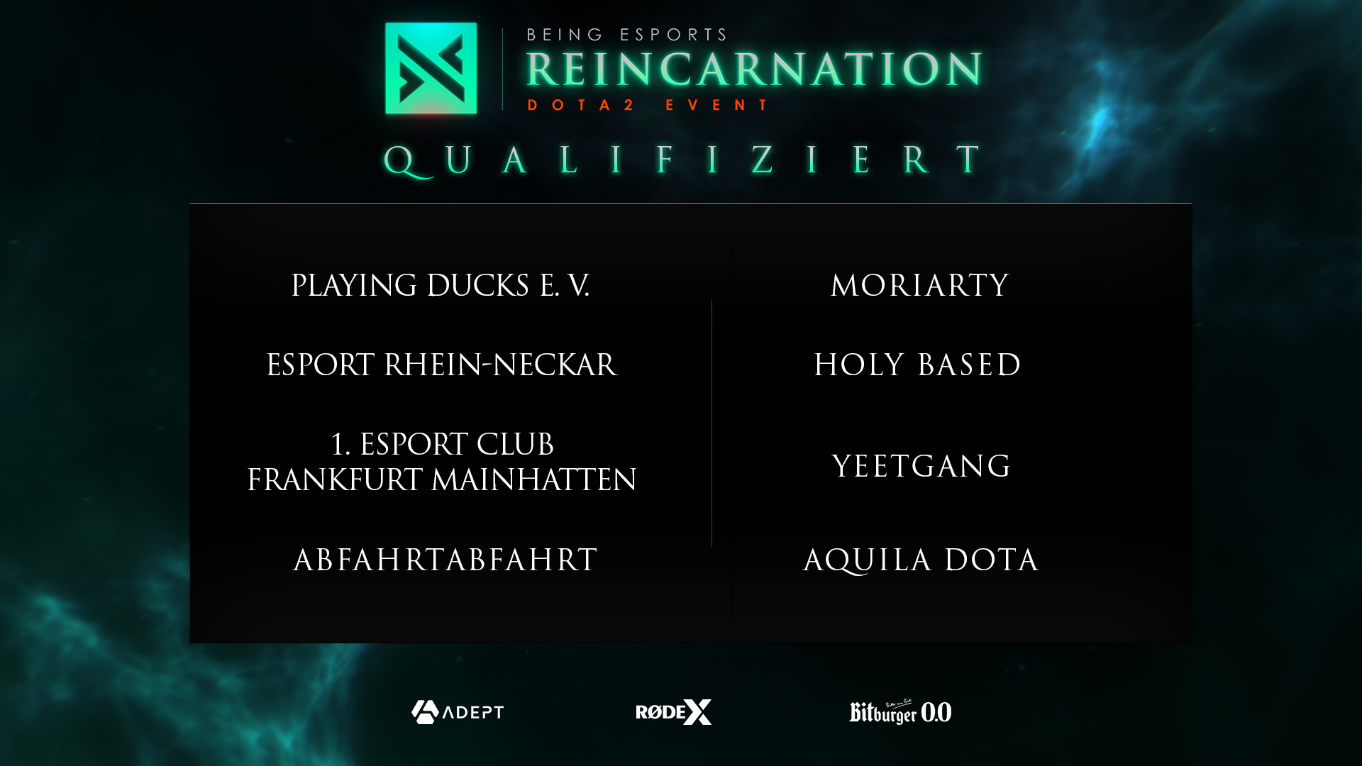 REINCARNATION Qualifier vorbei - 8 Teams für die Liga qualifiziert!